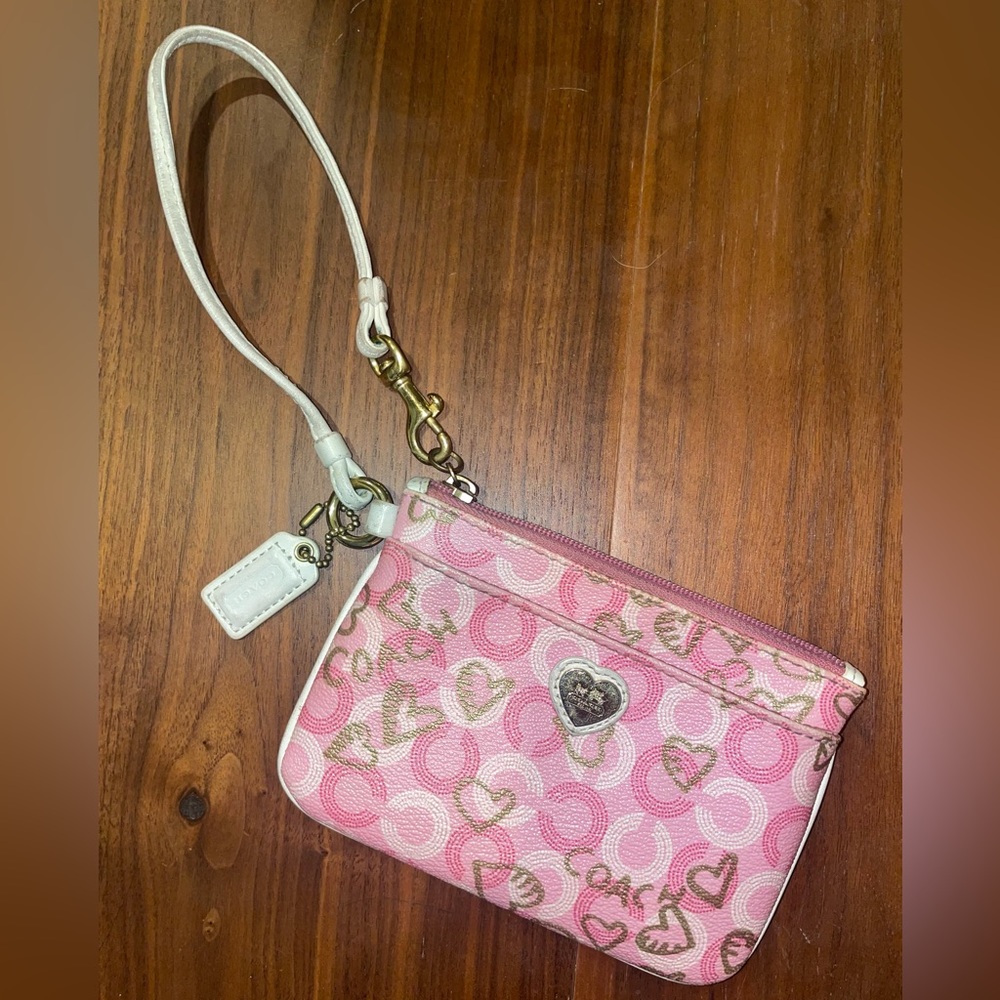 Coach Waverly Hearts Pink Wristlet
